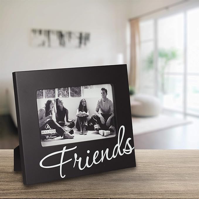 Picture Frame - "Friends" - 4"X6" Photo - 7"X5.5" Frame - Black with White Script - Image 3