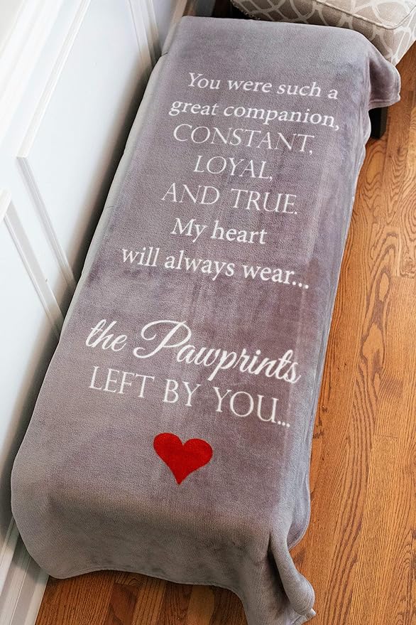 Memorial Pet Blanket - "Pawprints left by you" - Polyester - 50" X 60" - Image 3