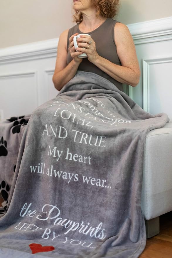 Memorial Pet Blanket - "Pawprints left by you" - Polyester - 50" X 60" - Image 4
