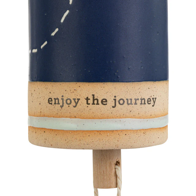 Wind Chime Cylinder - "Enjoy the Journey" - Stoneware and Metal - 7" - Image 3